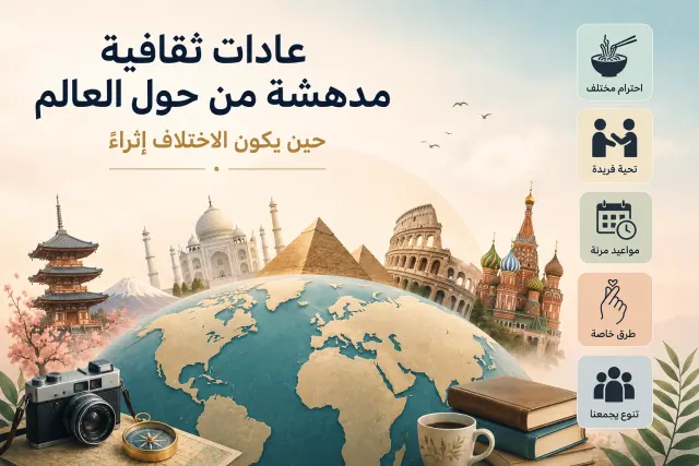 أشخاص من ثقافات متعددة ضمن مقال عن تنوع العادات حول العالم