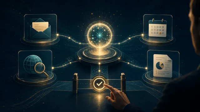وكيل ذكاء اصطناعي ينسق أربع مهام رقمية مع نقطة موافقة بشرية